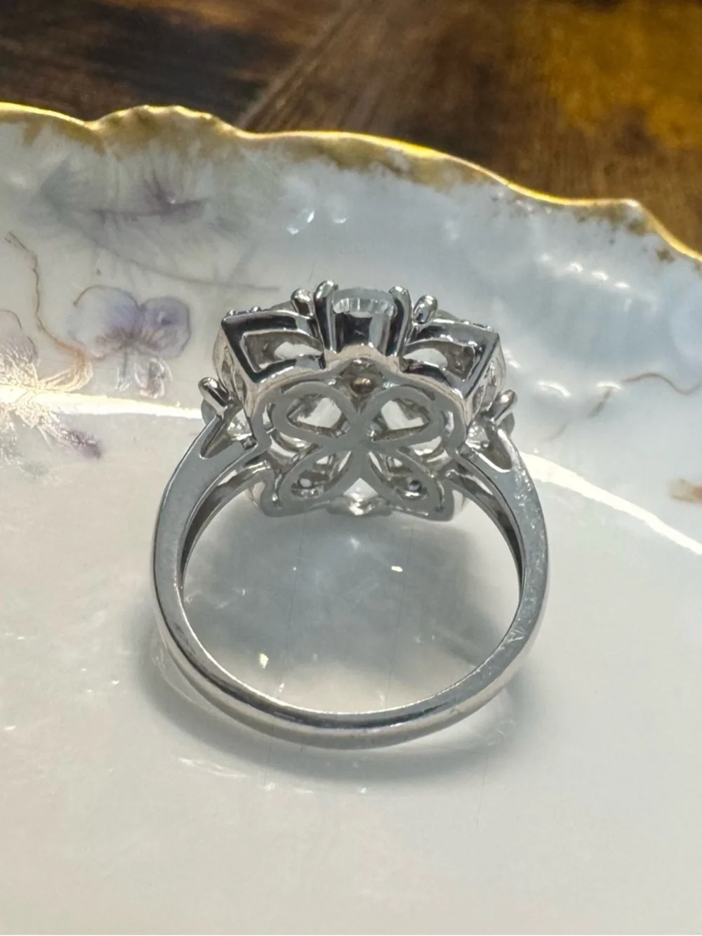 Michelle Albala Multi-Gemstone Framed Floral Sterling Silver Ring (5.25)
